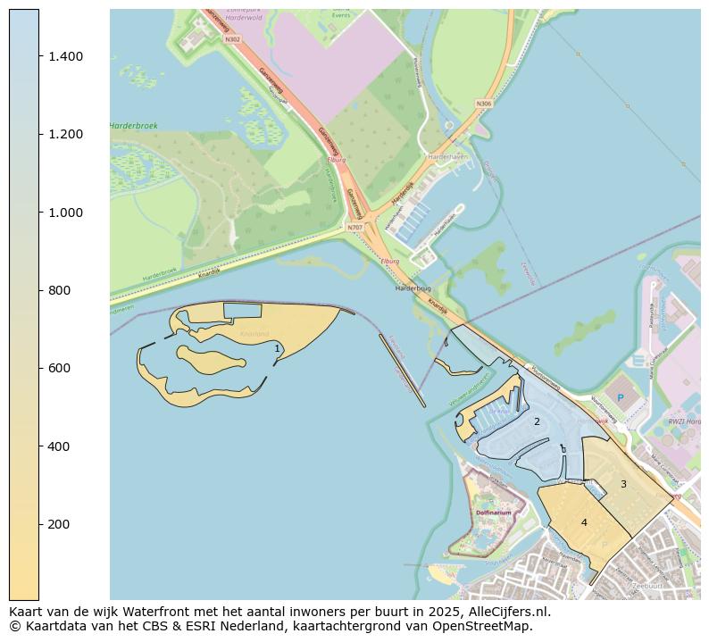 Afbeelding van de wijk Waterfront op de kaart.