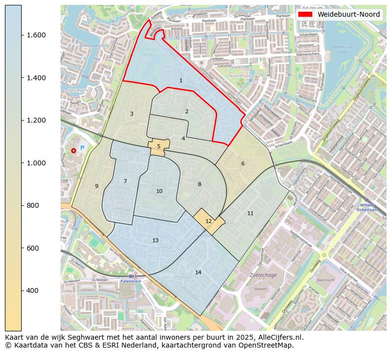 Afbeelding van de Weidebuurt-Noord op de kaart.