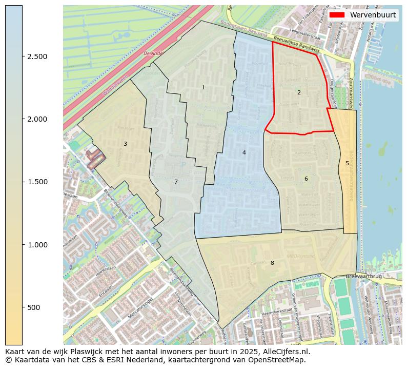 Afbeelding van de Wervenbuurt op de kaart.