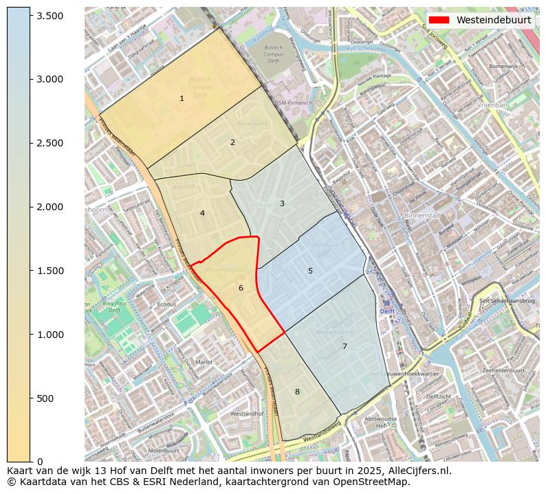 Afbeelding van de Westeindebuurt op de kaart.
