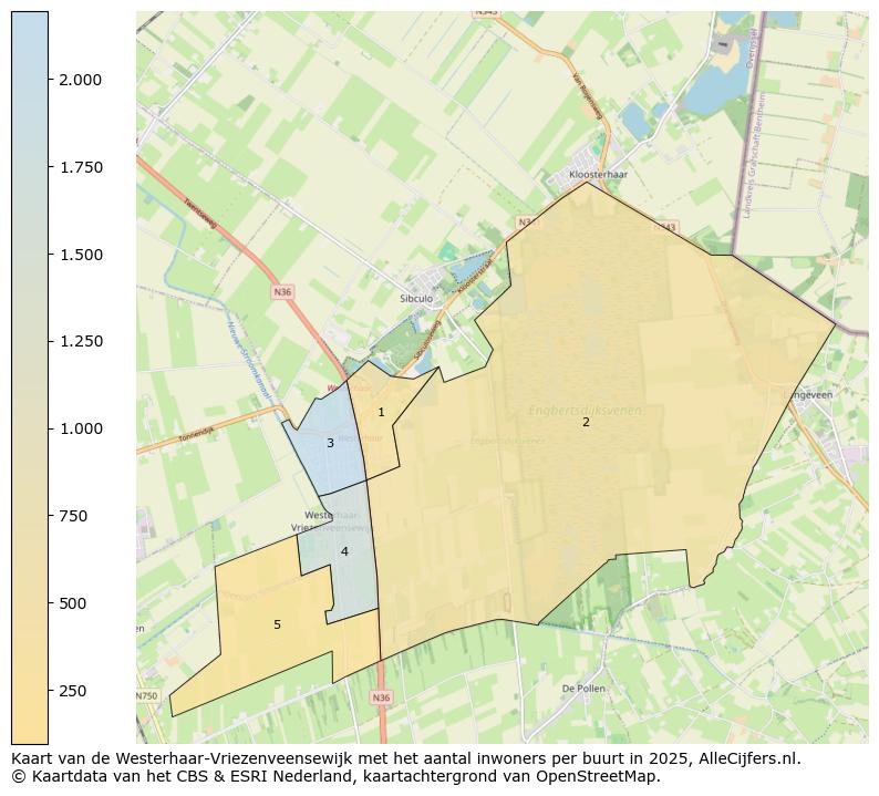 Afbeelding van de Westerhaar-Vriezenveensewijk op de kaart.