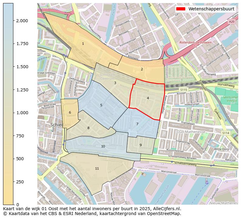 Afbeelding van de Wetenschappersbuurt op de kaart.