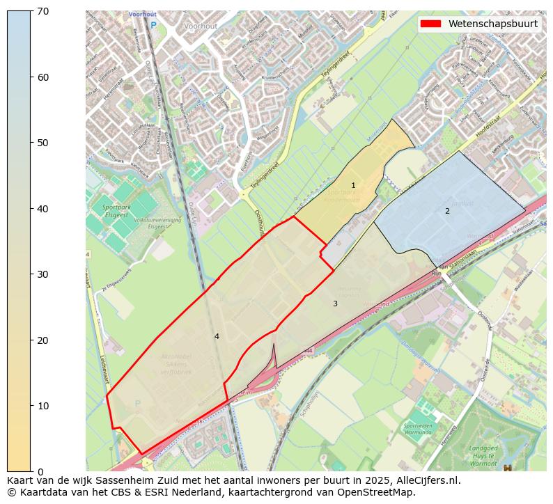Afbeelding van de Wetenschapsbuurt op de kaart.