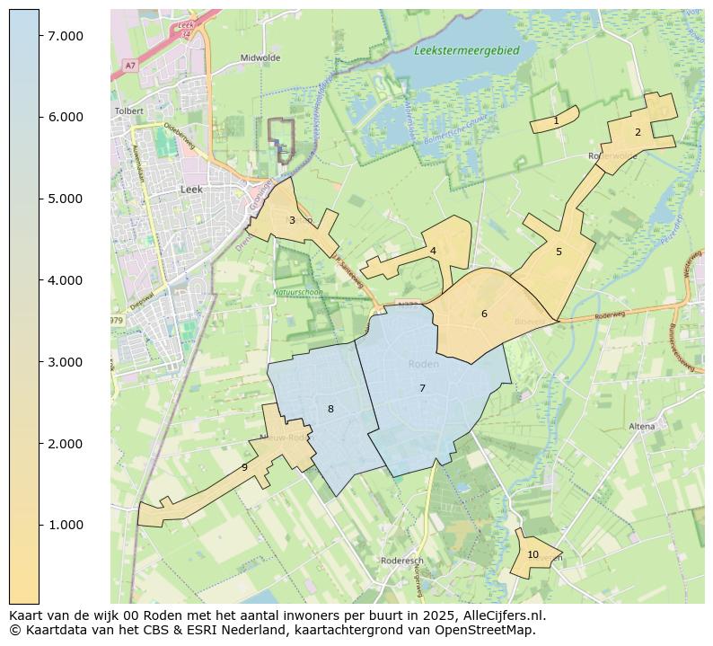 Afbeelding van de wijk Roden op de kaart.
