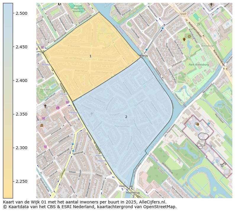 Afbeelding van de Wijk 01 op de kaart.