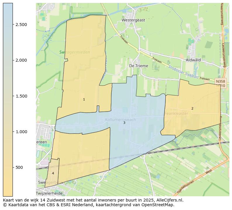 Afbeelding van de wijk Zuidwest op de kaart.
