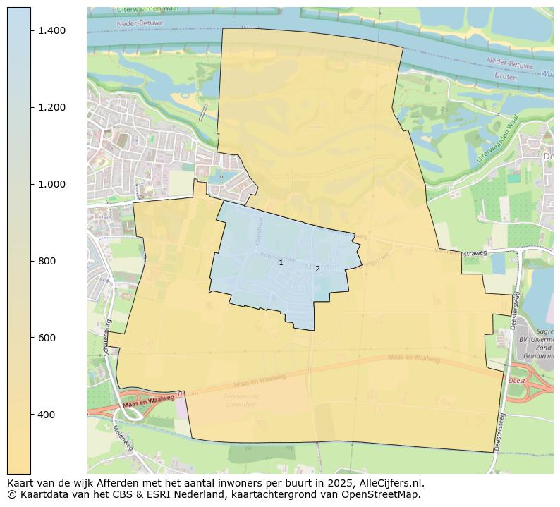 Afbeelding van de wijk Afferden op de kaart.