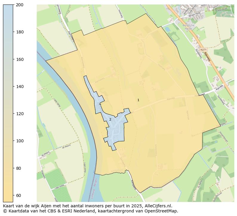 Afbeelding van de wijk Aijen op de kaart.