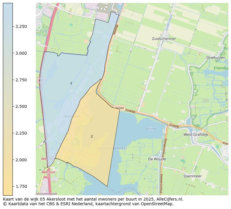 Afbeelding van de wijk Akersloot op de kaart.