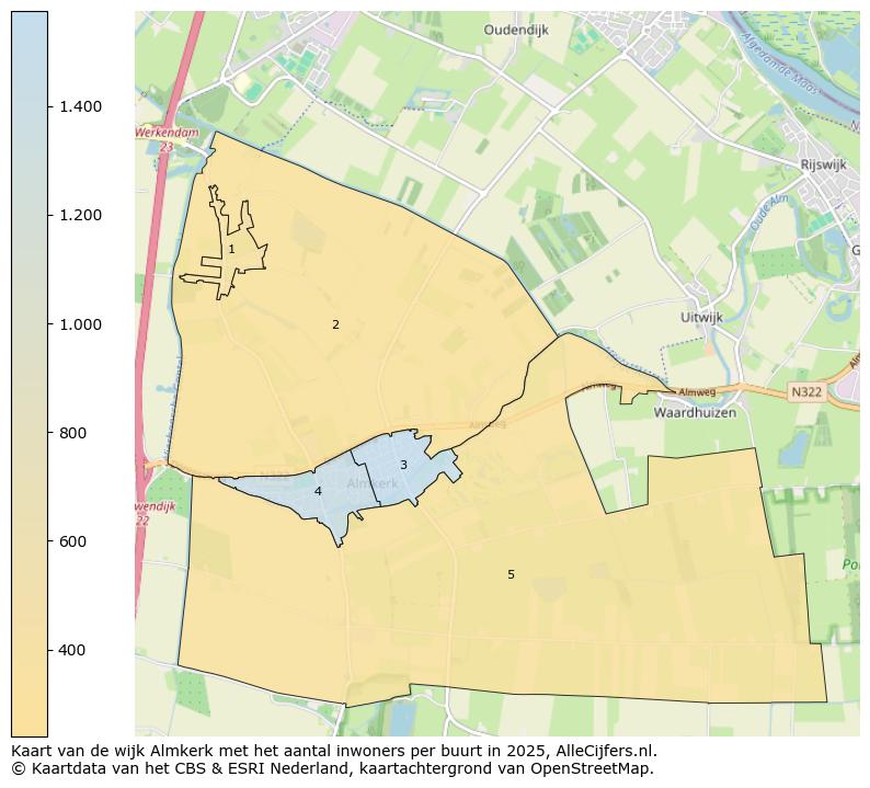 Afbeelding van de wijk Almkerk op de kaart.
