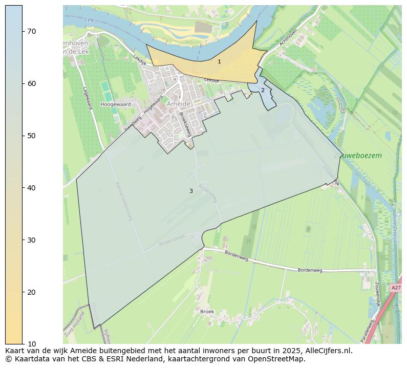 Afbeelding van de wijk Ameide buitengebied op de kaart.