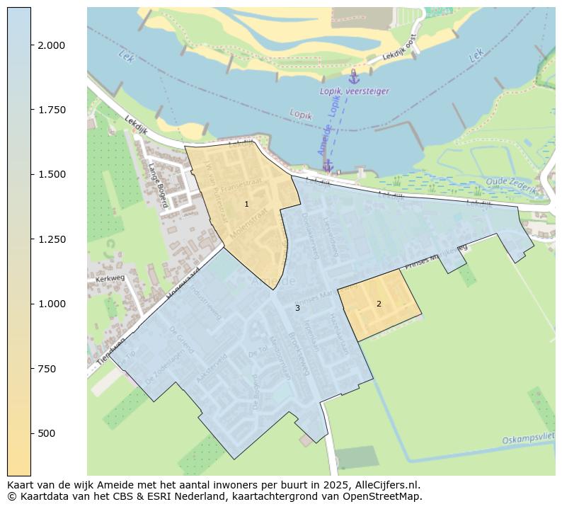 Afbeelding van de wijk Ameide op de kaart.