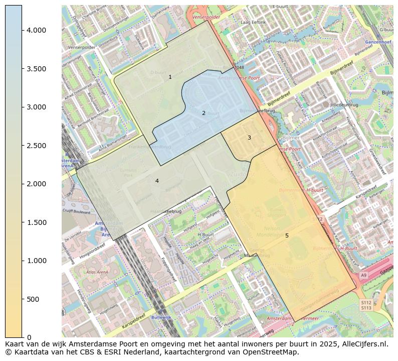 Afbeelding van de wijk Amsterdamse Poort en omgeving op de kaart.