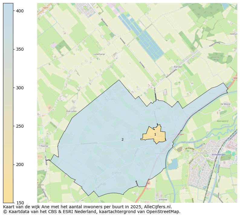 Afbeelding van de wijk Ane op de kaart.