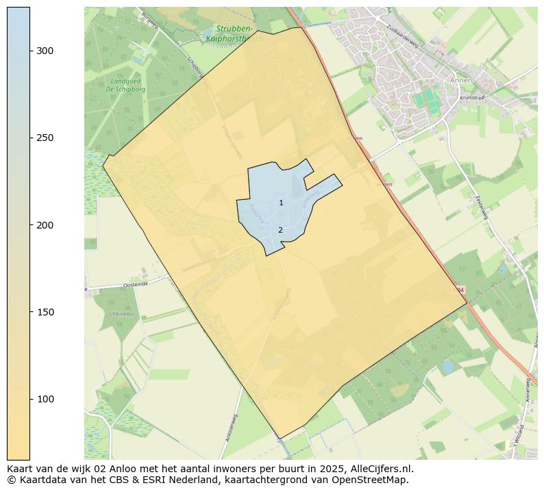 Afbeelding van de wijk Anloo op de kaart.