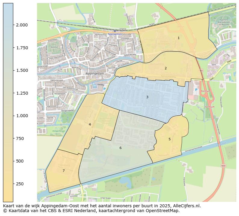 Afbeelding van de wijk Appingedam-Oost op de kaart.