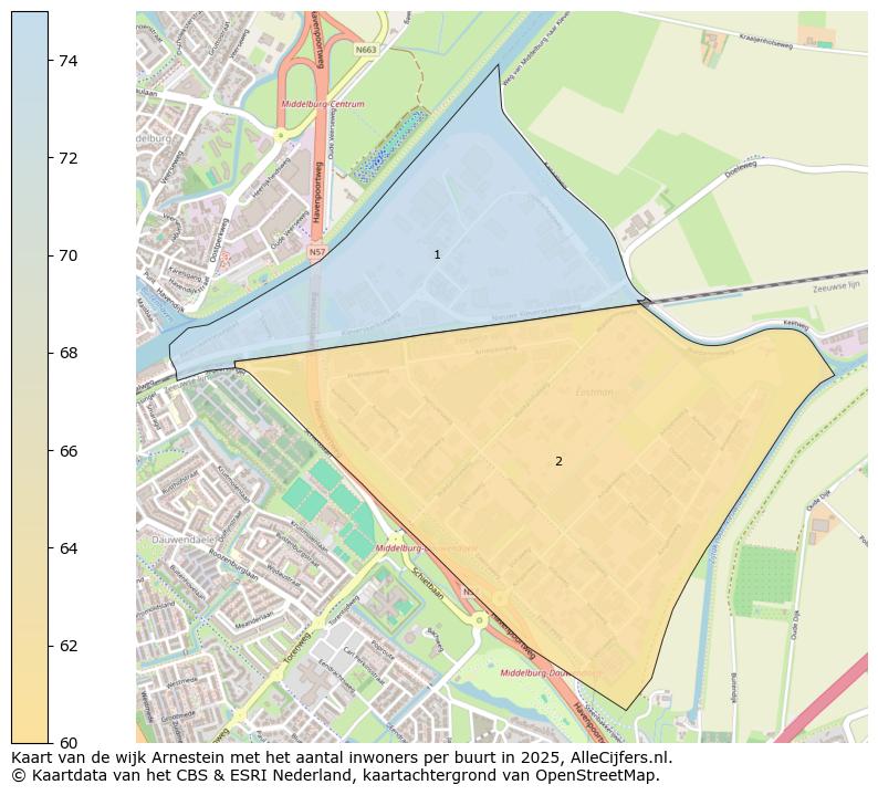 Afbeelding van de wijk Arnestein op de kaart.