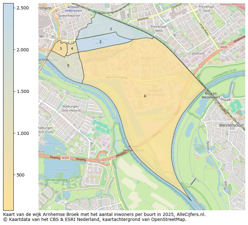 Afbeelding van de wijk Arnhemse Broek op de kaart.