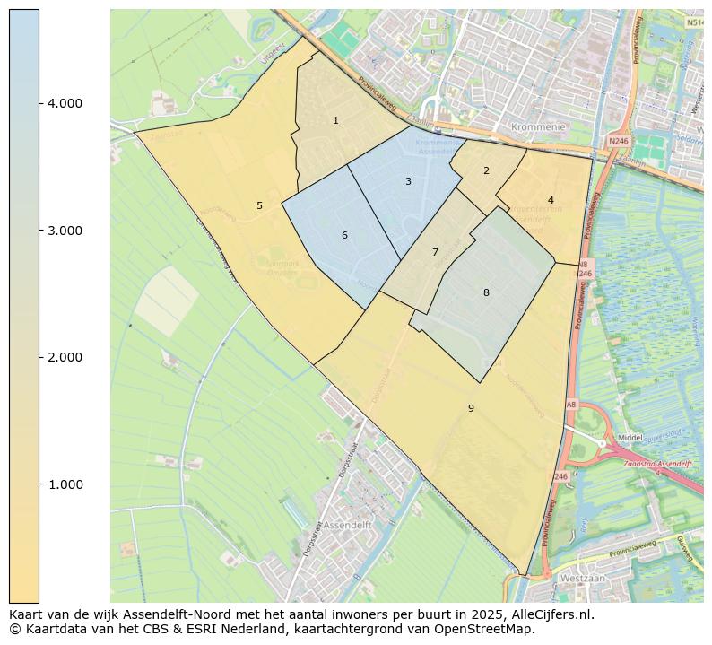Afbeelding van de wijk Assendelft-Noord op de kaart.