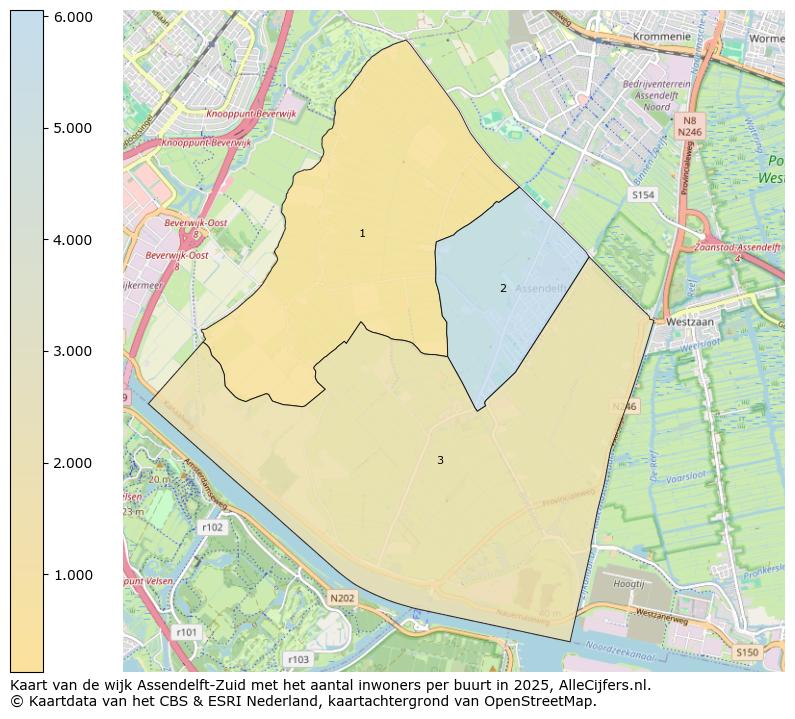 Afbeelding van de wijk Assendelft-Zuid op de kaart.