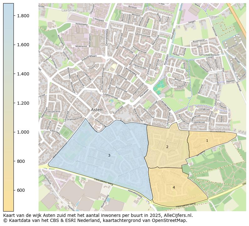 Afbeelding van de wijk Asten zuid op de kaart.