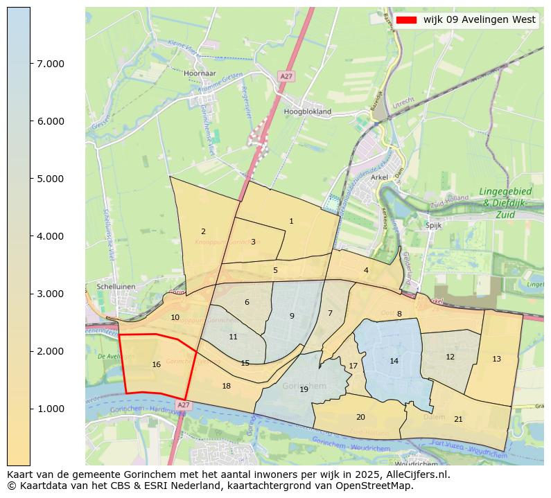 Afbeelding van de wijk Avelingen West op de kaart.