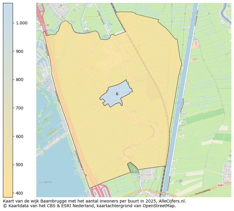Afbeelding van de wijk Baambrugge op de kaart.