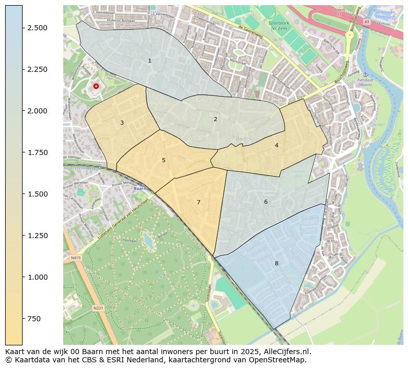 Afbeelding van de wijk Baarn op de kaart.