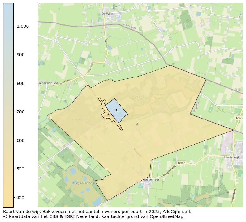 Afbeelding van de wijk Bakkeveen op de kaart.