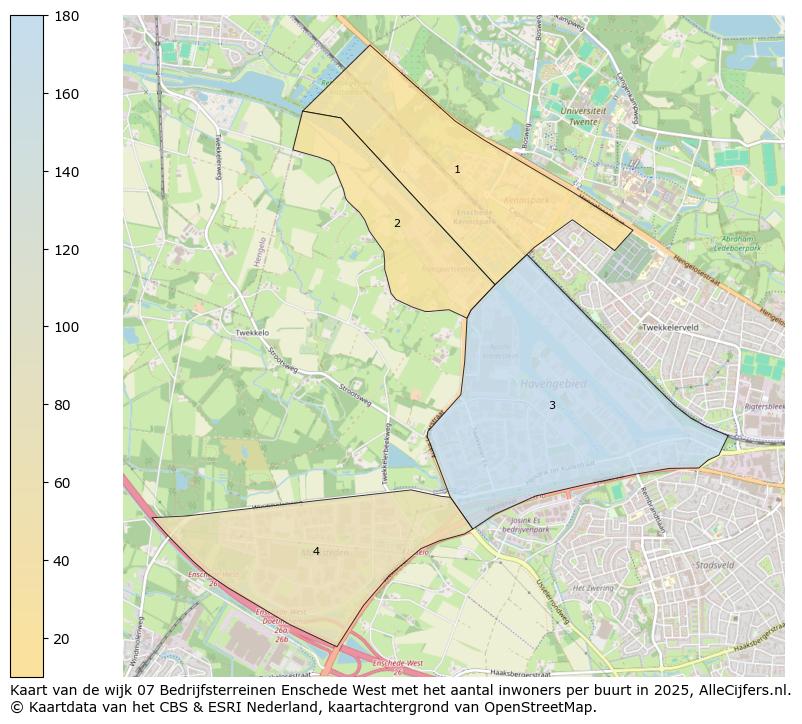 Afbeelding van de wijk Bedrijfsterreinen Enschede-West op de kaart.