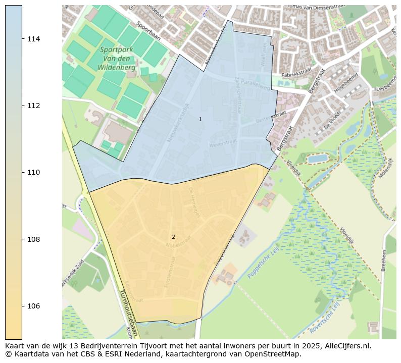 Afbeelding van de wijk Bedrijventerrein Tijvoort op de kaart.