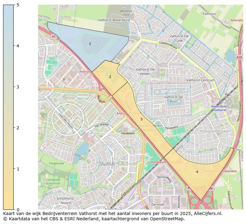 Afbeelding van de wijk Bedrijventerrein Vathorst op de kaart.