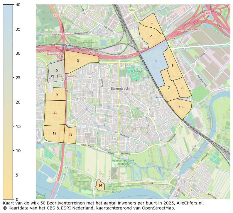 Afbeelding van de wijk Bedrijventerreinen op de kaart.