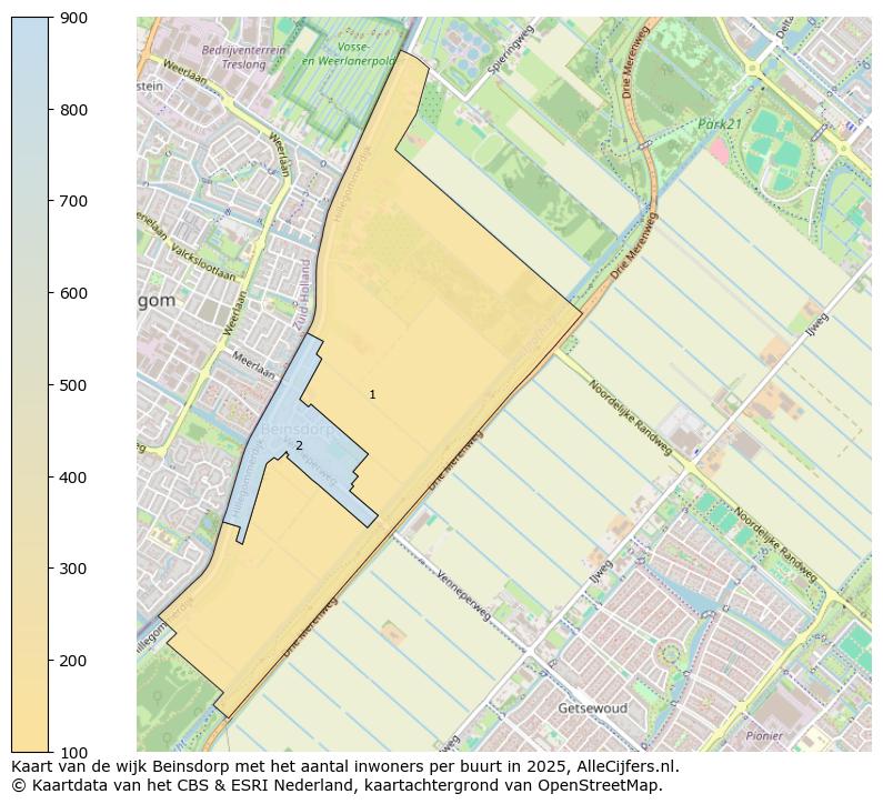 Afbeelding van de wijk Beinsdorp op de kaart.