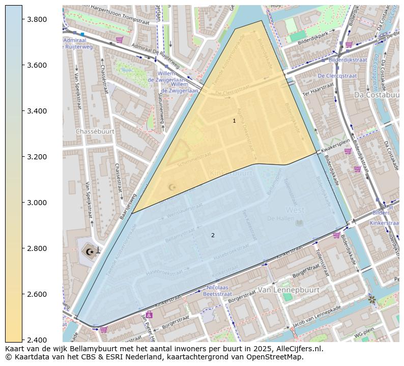 Afbeelding van de wijk Bellamybuurt op de kaart.