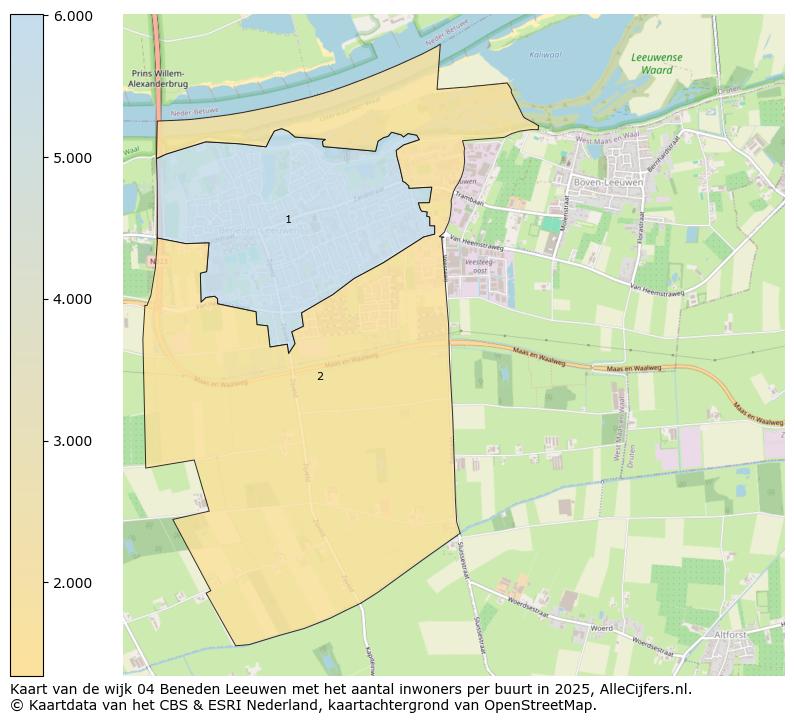 Afbeelding van de wijk Beneden-Leeuwen op de kaart.