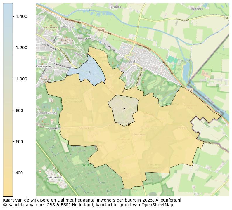 Afbeelding van de wijk Berg en Dal op de kaart.
