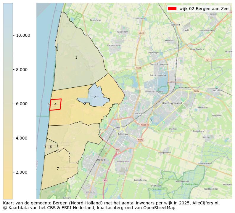 Afbeelding van de wijk Bergen aan Zee op de kaart.
