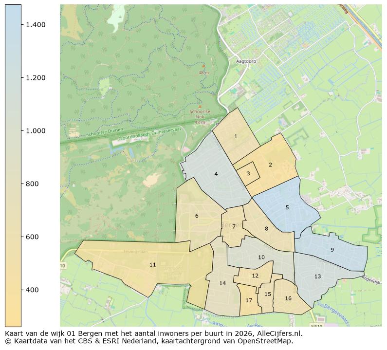 Afbeelding van de wijk Bergen op de kaart.