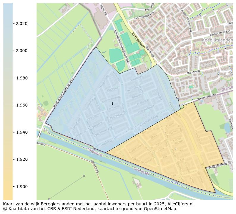 Afbeelding van de wijk Berggierslanden op de kaart.