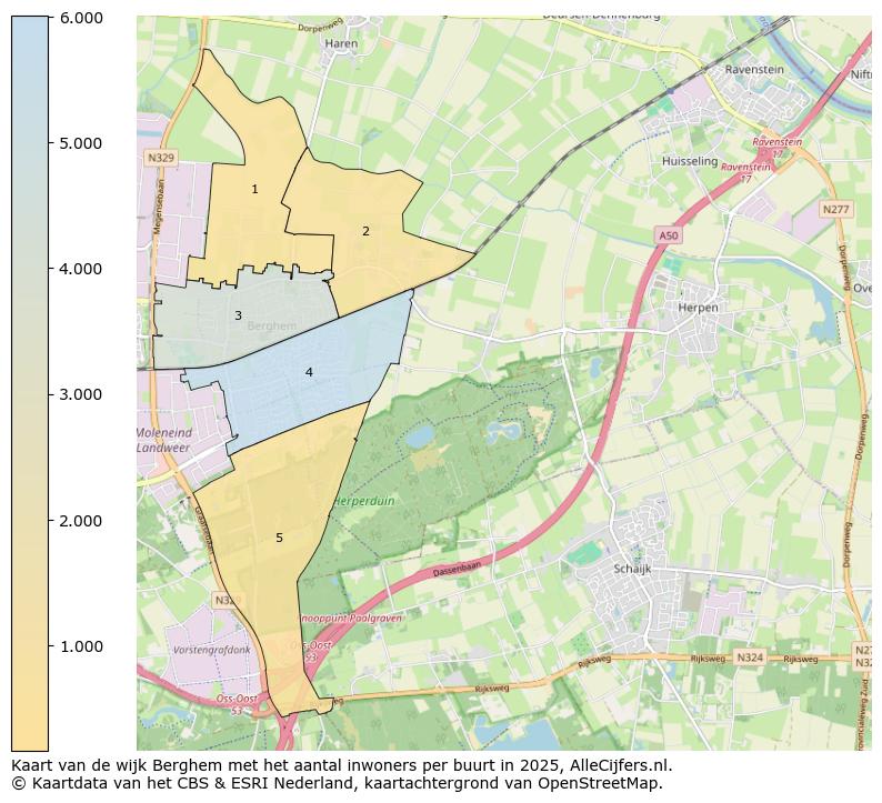 Afbeelding van de wijk Berghem op de kaart.