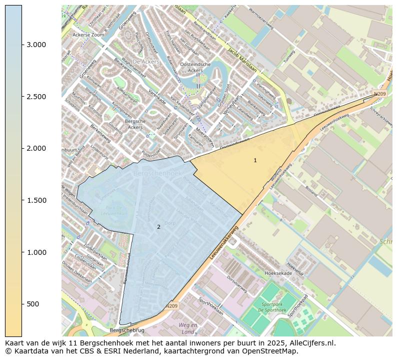 Afbeelding van de wijk Bergschenhoek op de kaart.