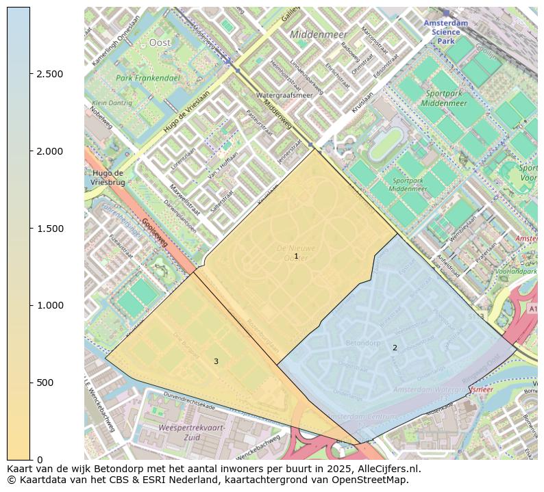 Afbeelding van de wijk Betondorp op de kaart.