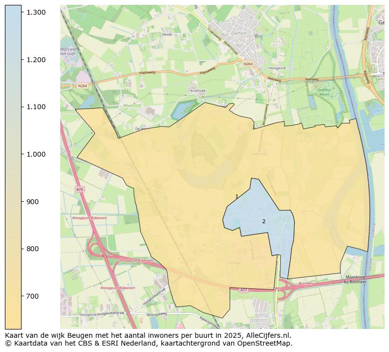 Afbeelding van de wijk Beugen op de kaart.