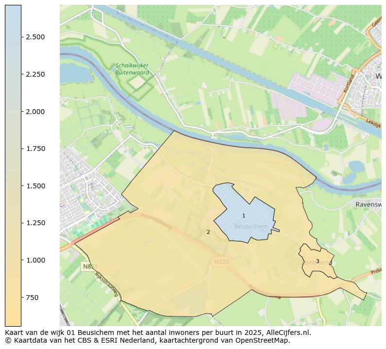 Afbeelding van de wijk Beusichem op de kaart.