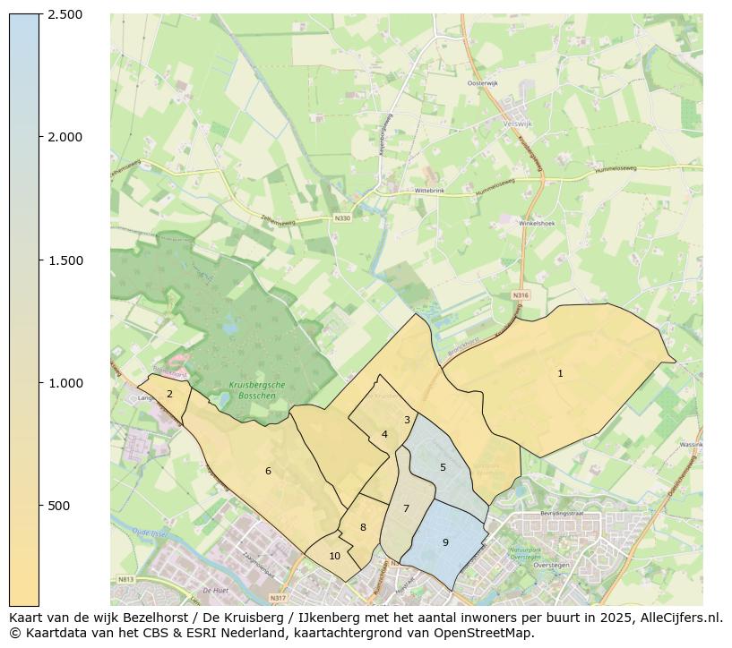 Afbeelding van de wijk Bezelhorst / De Kruisberg / IJkenberg op de kaart.