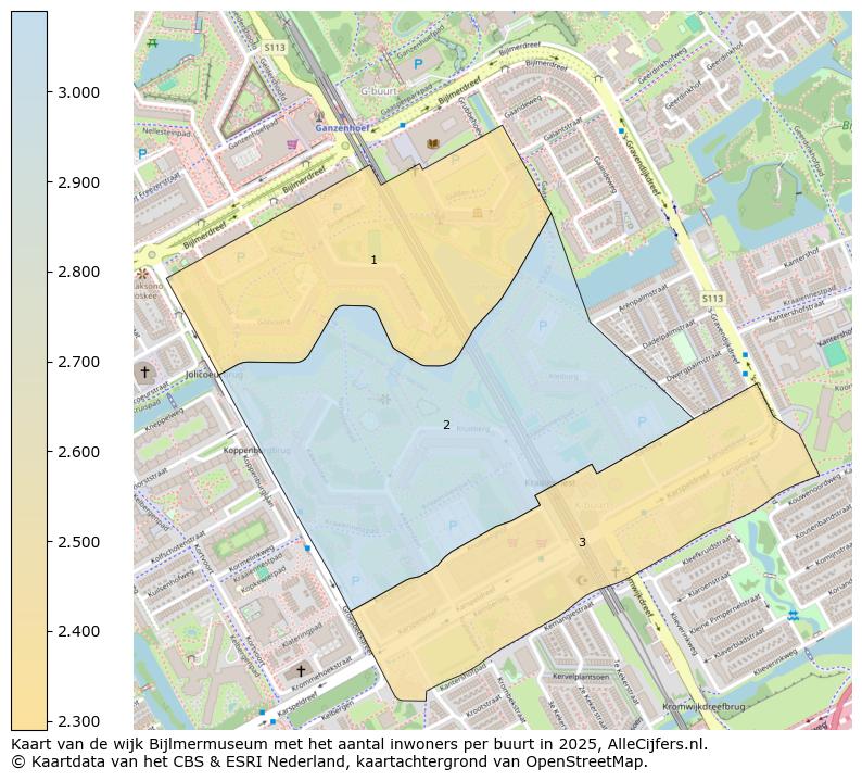 Afbeelding van de wijk Bijlmermuseum op de kaart.