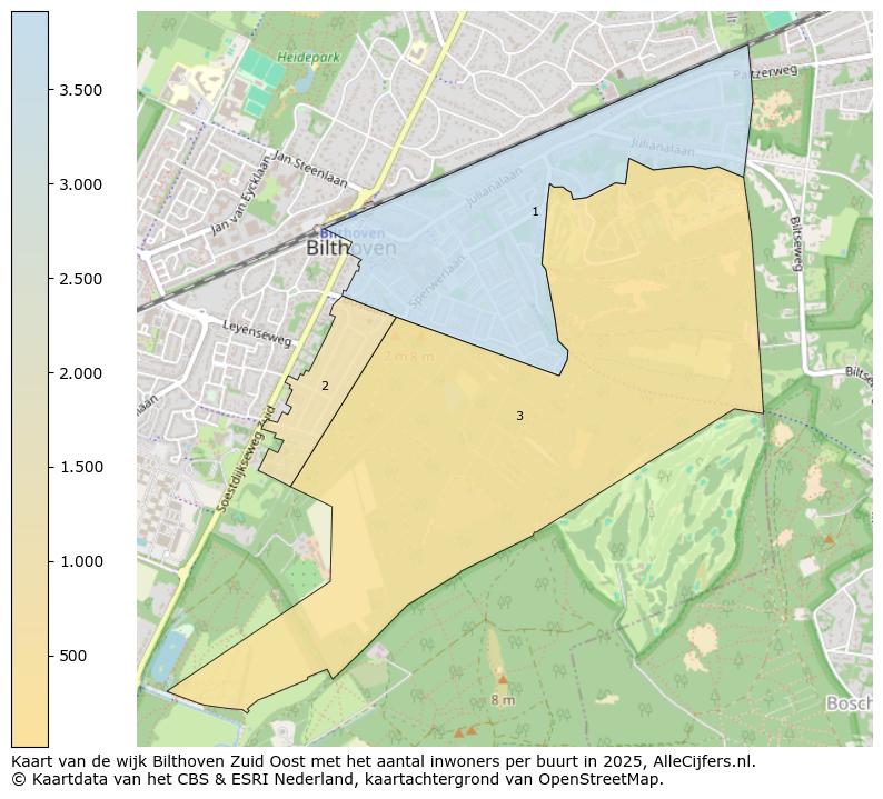 Afbeelding van de wijk Bilthoven Zuid Oost op de kaart.