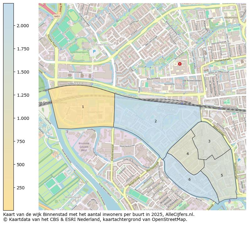 Afbeelding van de wijk Binnenstad op de kaart.