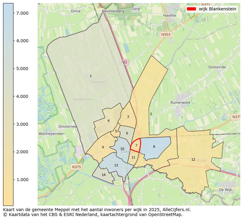 Afbeelding van de wijk Blankenstein op de kaart.